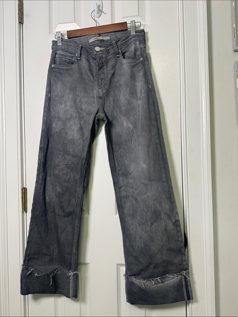 Hudson Rose Washed Slate Cuffed Wide Leg Jeans Size 27 - Picture 4 of 9